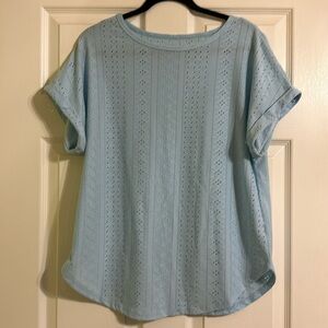 Perout Light Blue Eyelet Pattern Tee
